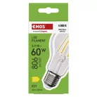 LED izzó Filament A60 / E27 / 5,9 W (60 W) / 806 lm / Természetes fehér