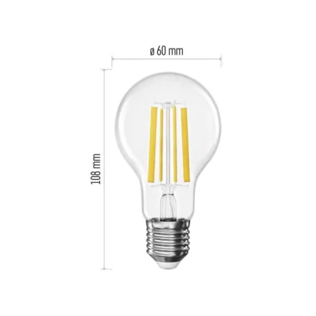 LED izzó Filament A60 / E27 / 10,5 W (100 W) / 1521 lm / Meleg fehér