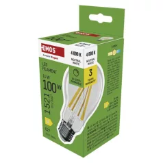   LED izzó Filament A60 / E27 / 11 W (100 W) / 1 521 lm / Természetes fehér / dimmelhető