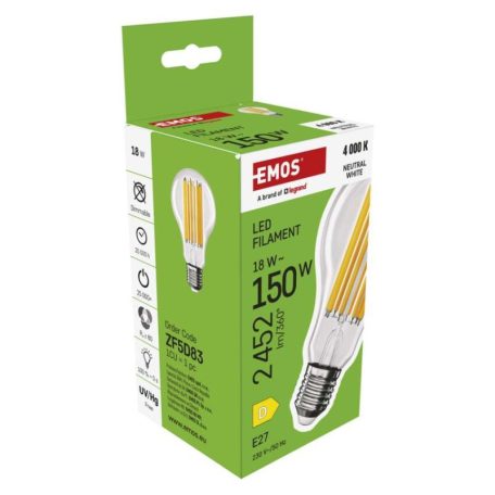 LED izzó Filament A70 / E27 / 18 W (150 W) / 2452 lm / Természetes fehér