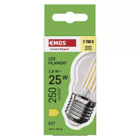 LED izzó Filament Mini Globe / E27 / 1,8 W (25 W) / 250 lm / Meleg fehér