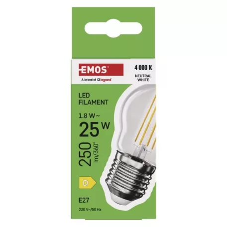 LED izzó Filament Mini Globe / E27 / 1,8 W (25 W) / 250 lm / Természetes fehér