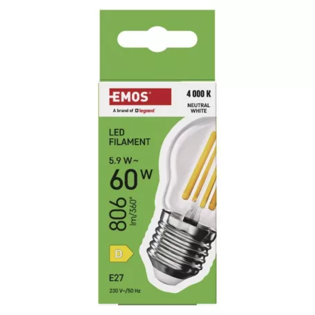 LED izzó Filament Mini Globe / E27 / 5,9 W (60 W) / 806 lm / Természetes fehér