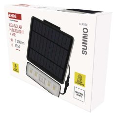   EMOS LED SOLAR reflektor hordozható SUNNO, PIR, 1300lm IP54 természetes fehér