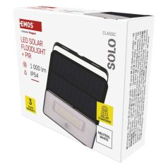   EMOS LED SOLAR reflektor hordozható SOLO, PIR, 1000lm IP54 természetes fehér