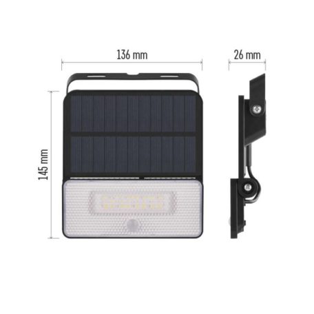 EMOS LED SOLAR reflektor hordozható SOLO, PIR, 1000lm IP54 természetes fehér