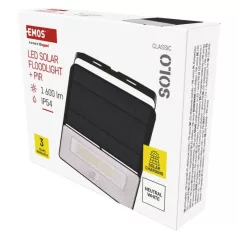   EMOS LED SOLAR reflektor hordozható SOLO, PIR, 1600lm IP54 természetes fehér