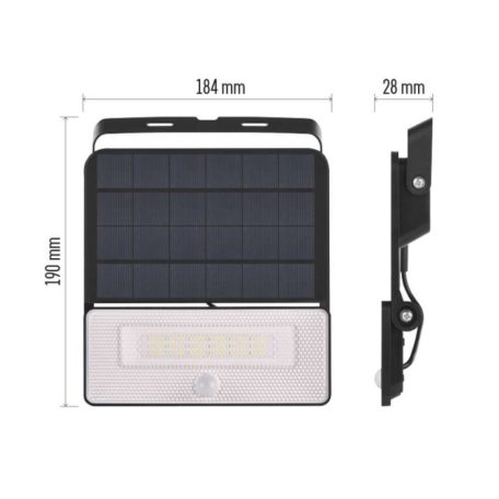EMOS LED SOLAR reflektor hordozható SOLO, PIR, 1600lm IP54 természetes fehér