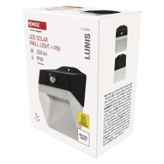   EMOS LED SOLAR lámpatest LUNIS PIR, 200lm IP65 természetes fehér