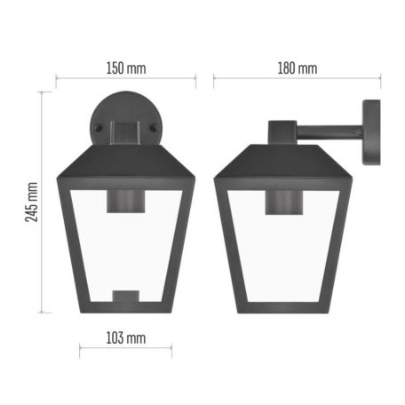 Kerti fali lámpa ADENIA, 18 x 15 x 24,5 cm, 1 x E27, 15 W