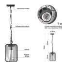 Kerti függőlámpa SALVIA, 16 x 16 x 76 cm, 1 x E27, 15 W