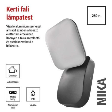 LED kerti fali lámpa NIKA, 12 x 12 x 20 cm, 12,5 W, meleg fehér
