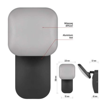 LED kerti fali lámpa NIKA, 12 x 12 x 20 cm, 12,5 W, meleg fehér