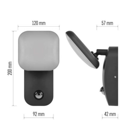 LED kerti fali lámpa NIKA szürkületérzékelővel, 12 x 12 x 20 cm, 12,8 W, meleg fehér