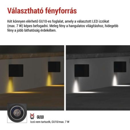 Kerti fali lámpa OCULUS, 8,8 x 6,7 x 8 cm, 1 x GU10, 1× 7W