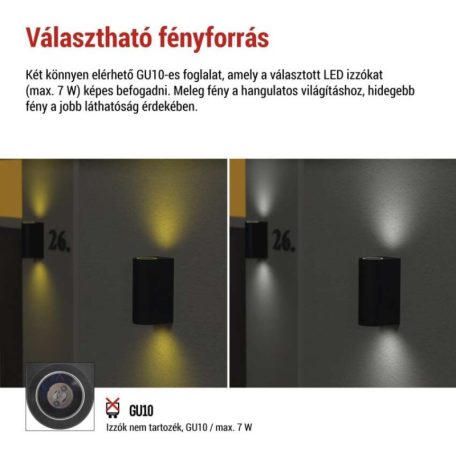 Kerti fali lámpa OCULUS, 8,8 x 6,7 x 15,3 cm, 2 x GU10, 2× 7W