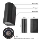 Kerti fali lámpa OCULUS, 8,8 x 6,7 x 15,3 cm, 2 x GU10, 2× 7W