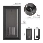 Kerti fali lámpa MALVA, 13 x 12 x 25 cm, 1 x E27, 15 W