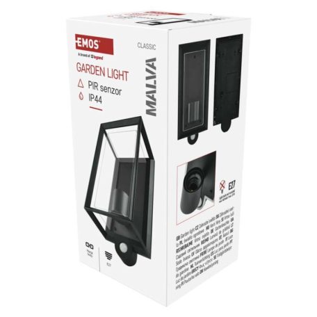 Kerti fali lámpa MALVA szürkületérzékelővel, 13 x 12,5 x 28 cm, 1 x E27, 15 W