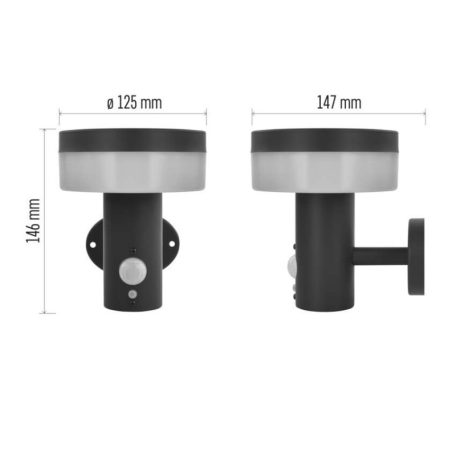 LED napelemes kerti fali lámpa TERION szürkületérzékelővel, 12,5 x 14,7 x 14,6 cm