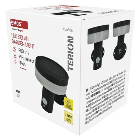 LED napelemes kerti fali lámpa TERION szürkületérzékelővel, 12,5 x 14,7 x 14,6 cm