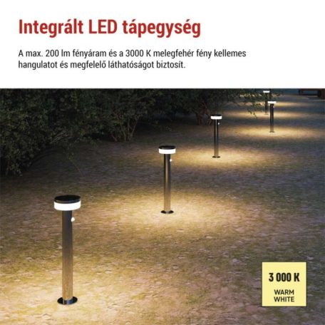LED napelemes kerti lámpa TERION szürkületérzékelővel, 12,5 x 12,5 x 50 cm