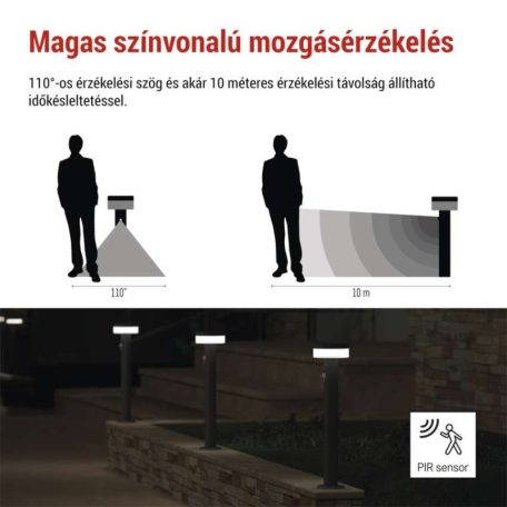 LED napelemes kerti lámpa TERION szürkületérzékelővel, 12,5 x 12,5 x 50 cm