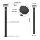 LED napelemes kerti oszloplámpa TERION szürkületérzékelővel, 12,5 x 12,5 x 80 cm