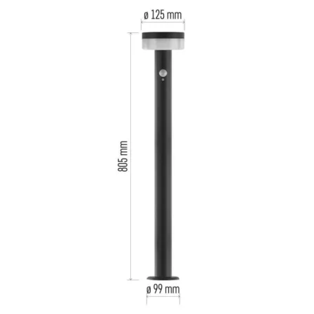LED napelemes kerti oszloplámpa TERION szürkületérzékelővel, 12,5 x 12,5 x 80 cm