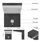 LED napelemes kerti fali lámpa VEREA szürkületérzékelővel, 10,7 x 15,4 x 13 cm