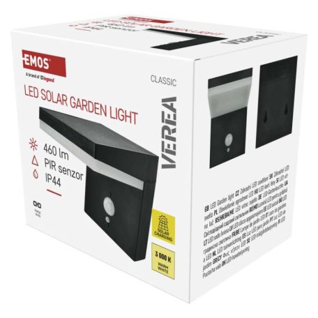 LED napelemes kerti fali lámpa VEREA szürkületérzékelővel, 10,7 x 15,4 x 13 cm