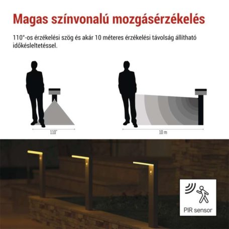 LED napelemes kerti fali lámpa VEREA szürkületérzékelővel, 10,7 x 15,4 x 50 cm