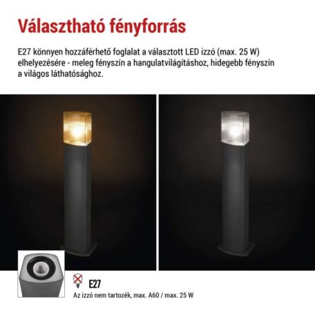 Kerti oszloplámpa LANA, 15,4 x 13,3 x 75 cm, 1 x E27, 25 W