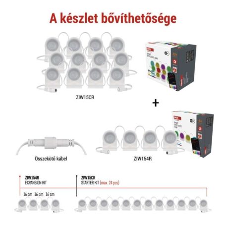 GoSmart LED reflektor - 85 cm-es lánc, 4 rész, 7 W, RGBIC+CCT, dimmelhető, WiFi