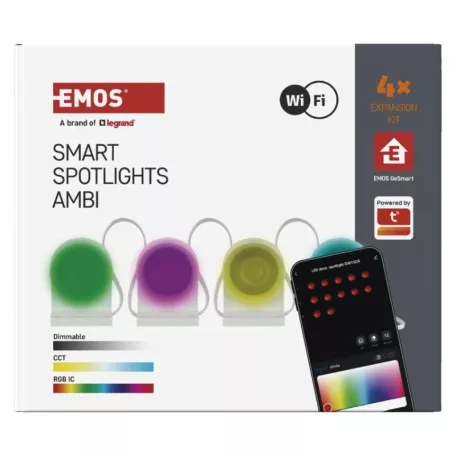 GoSmart LED reflektor - 85 cm-es lánc, 4 rész, 7 W, RGBIC+CCT, dimmelhető, WiFi