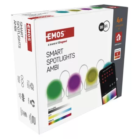 GoSmart LED reflektor - 85 cm-es lánc, 4 rész, 7 W, RGBIC+CCT, dimmelhető, WiFi