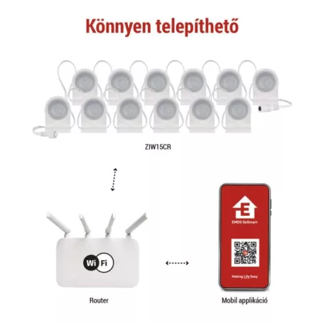 GoSmart LED reflektor - 255 cm-es lánc, 12 rész, 7 W, RGBIC+CCT, dimmelhető, WiFi