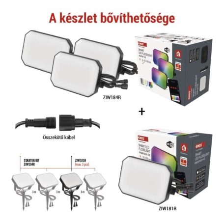 GoSmart kültéri LED reflektor, bővítő készlet, 1 darab, 4 W, RGBIC dimmelhető, WiFi
