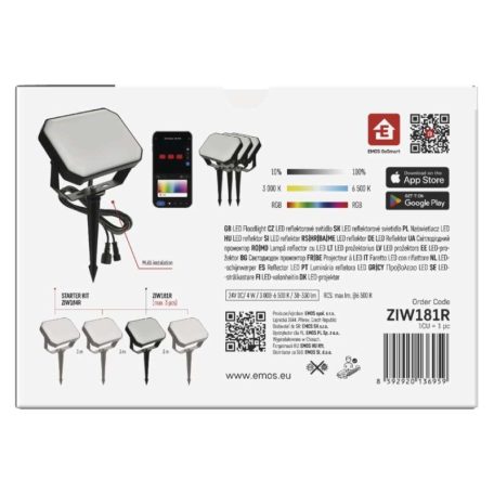 GoSmart kültéri LED reflektor, bővítő készlet, 1 darab, 4 W, RGBIC dimmelhető, WiFi