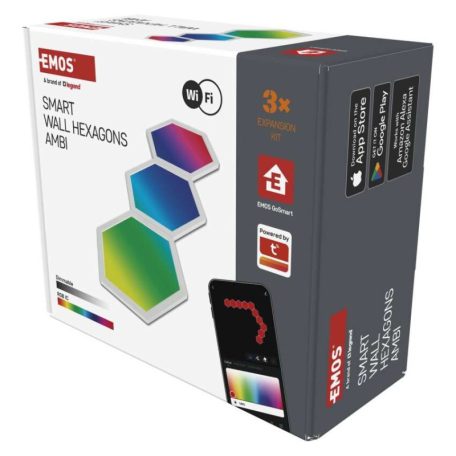 GoSmart LED-es lámpatest Hexagon, kiegészítő készlet,3 rész, 1,8 W, RGBIC dimmelhető, WiFi