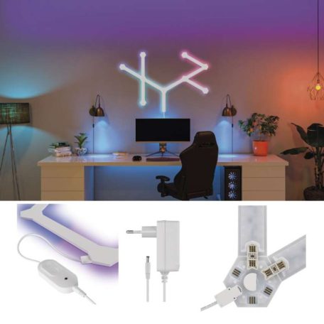 GoSmart LED lámpatest Lines fehér, 9 részből álló, 34 W, RGBIC dimmelhető, WiFi