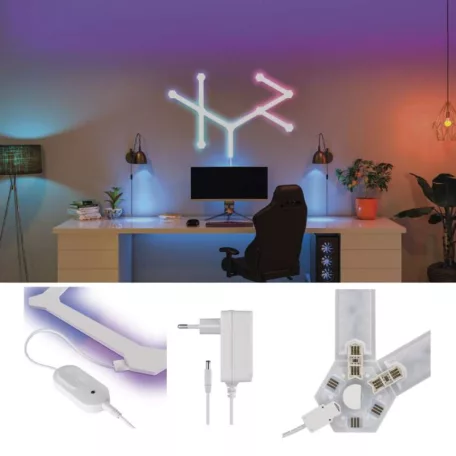 GoSmart LED lámpatest Lines fehér, 9 részből álló, 34 W, RGBIC dimmelhető, WiFi