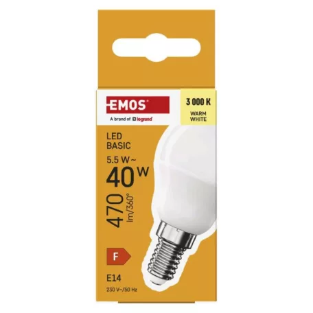LED izzó Basic Mini Globe / E14 / 5,5 W (40 W) / 470 lm / Meleg fehér