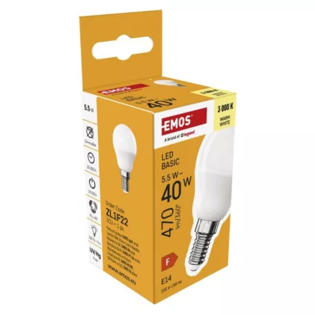 LED izzó Basic Mini Globe / E14 / 5,5 W (40 W) / 470 lm / Meleg fehér