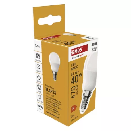 LED izzó Basic Mini Globe / E14 / 5,5 W (40 W) / 470 lm / Természetes fehér