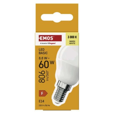 LED izzó Basic MINI GLOBE E14 / 8,8 W (60 W) / 806 lm / Meleg fehér