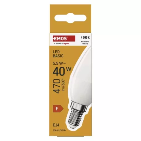 LED izzó Basic gyertya / E14 / 5,5 W (40 W) / 470 lm / Semleges fehér