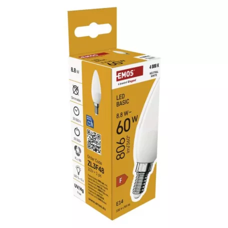 LED izzó Basic Candle E14 / 8,8 W (60 W) / 806 lm / Természetes fehér