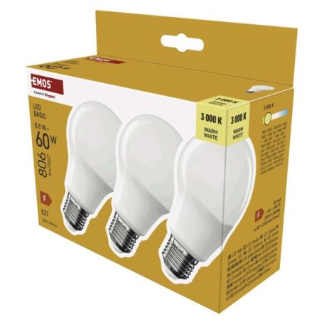 LED izzó Basic A60 / E27 / 8,8 W (60 W) / 806 lm / Meleg fehér