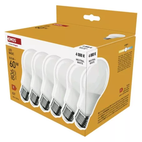 LED izzó Basic A60 / E27 / 8,8 W (60 W) / 806 lm / Természetes fehér